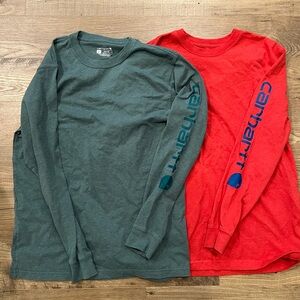 Set of two men’s/unisex Carhartt loose fit long sleeve logo tees size S